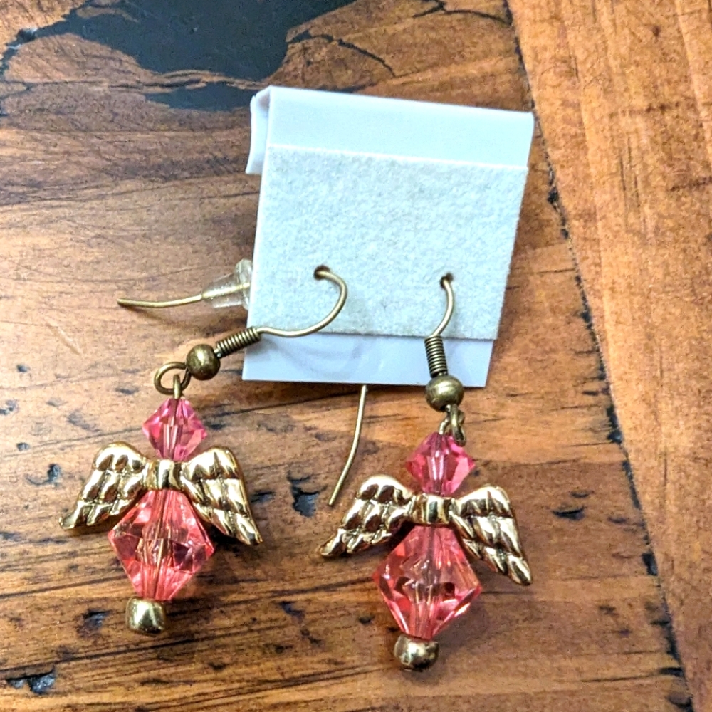 Pink Swarovski Crystal Element Angel Earrings